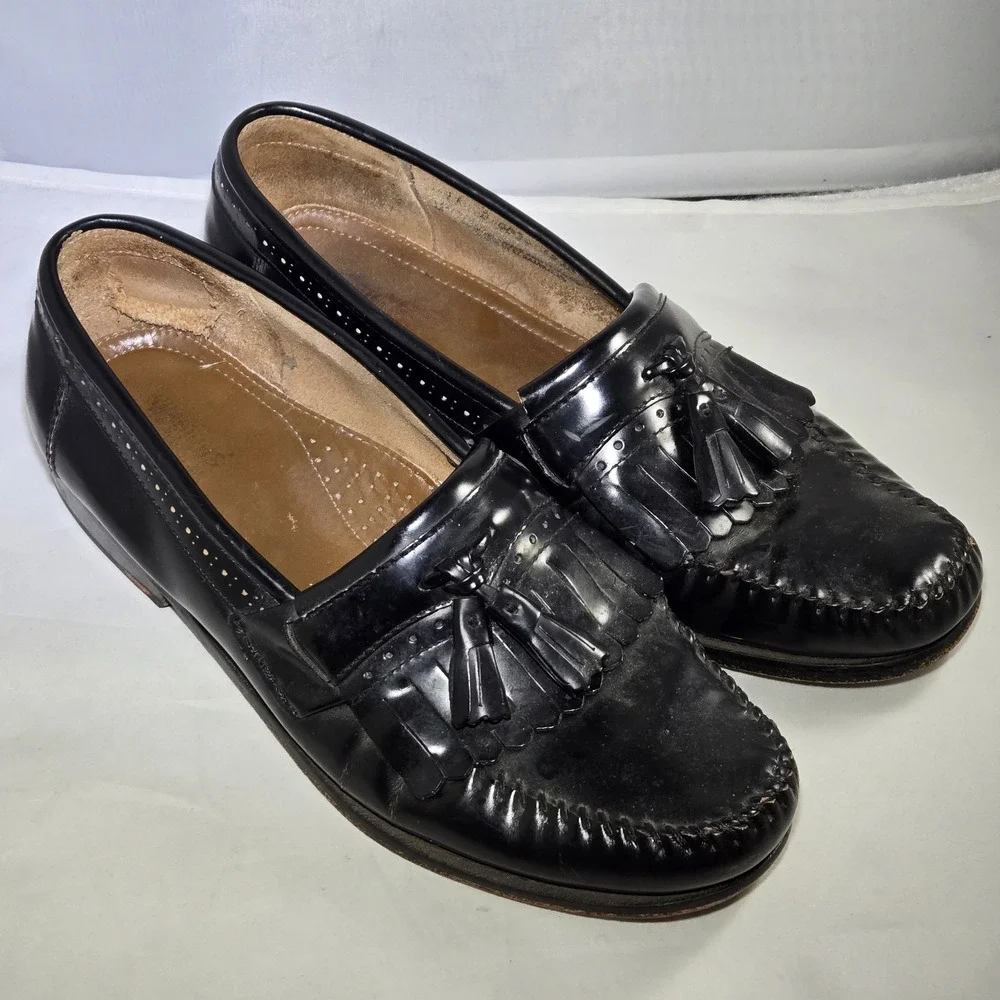 GH Bass & Co Leather Kiltie Tassel Loafers Weejuns Shoes Mens 11 Black *READ